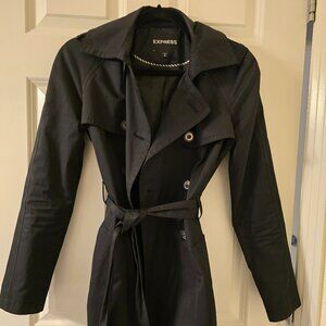 Womens Black Trench Coat from Express XS